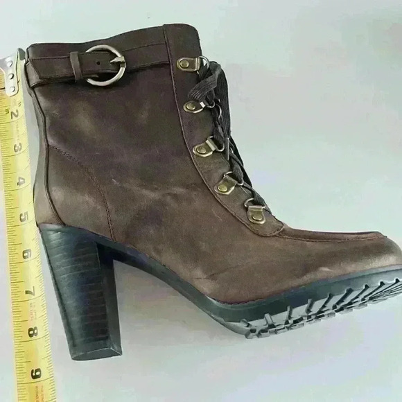 Charles David Brown  Leather Booties Combat Boots for Women Size 7 - Picture 8 of 15